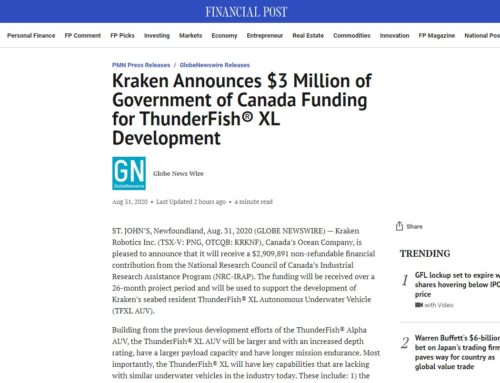 Kraken Announces $3 Million of Government of Canada Funding for ThunderFish® XL Development